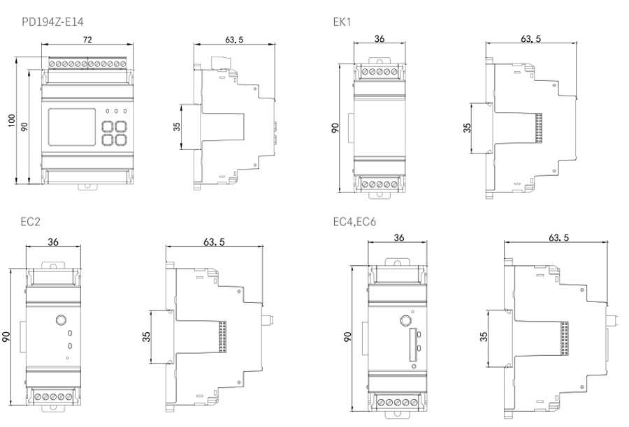 AC Multi-circuit Measurement Power Meter Dimension